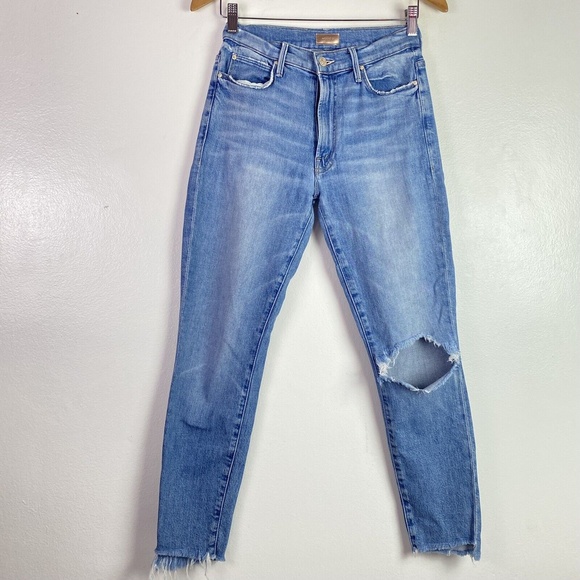 MOTHER The Stunner Zip Ankle Step Fray Exposed Secret Sister Jeans 27 Raw Hem - Picture 2 of 13